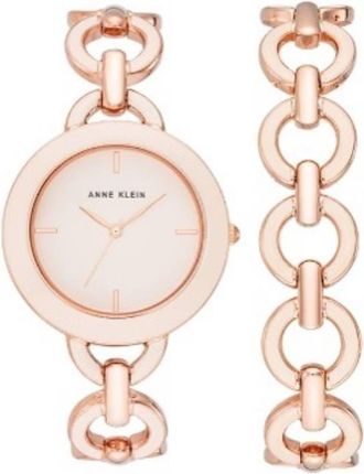 Anne Klein Quartz Rose Gold Dial Ladies Watch and Bracelet Set AK-4066BHST