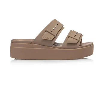 Crocs Wedges, female, Brown, Size: 5 US Brown Brooklyn Buckle Womens Sandals