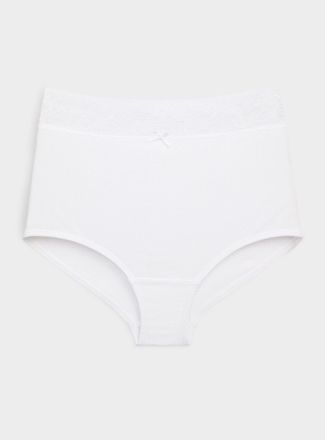 Miiyu Womens Lace trim high-waist boyshort Organic cotton