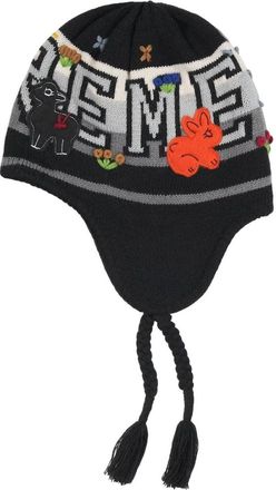 SUPREME FW25 Felt Appliqu&eacute; Earflap Beanie Black FW25BN36-BLACK