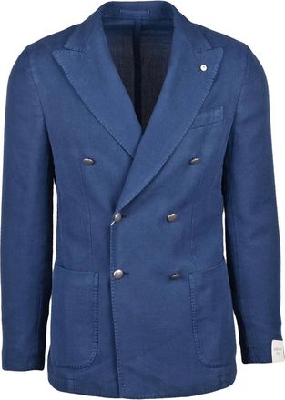 L.B.M. 1911 Multicolor Cotton Ramie Double-Breasted Blazer