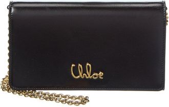 Chlo&eacute; Flap Leather Wallet On Chain