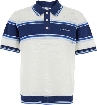 Casablanca Mesh Stripe Polo - Heren - Polos - Wit - XL - Tops