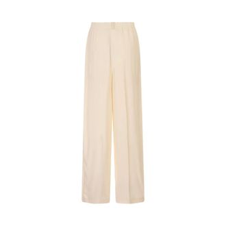 Fabiana Filippi Wide Trousers, female, White, Size: XS Crepe de chine wide-leg trousers