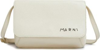 Marni logo-embroidered leather shoulder bag - women - Calf Leather - One Size - White