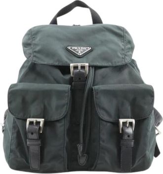 Prada Pre-owned Vintage Rugzak - Dames - Vintage Rugzakken - Groen - ONE Size - Nylon - Vintage