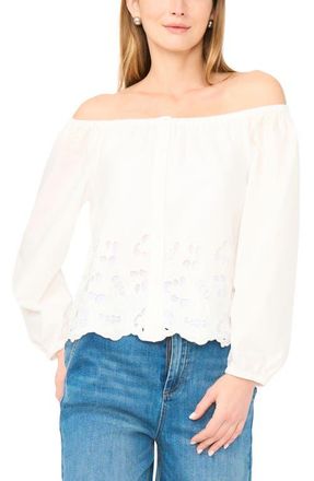 Vince Camuto Button-Up Off the Shoulder Top in Ultra White at Nordstrom, Size X-Small