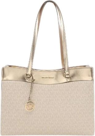 Michael Kors Pre-owned Tote Bags, female, Beige, Size: ONE SIZE Pre-owned Jet Set Travel Coated Canvas Tote Bag
