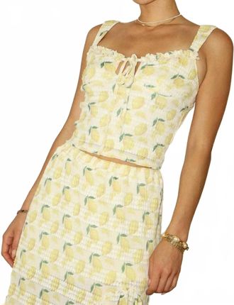 Bailey Rose Frill Tie Top In Lemon