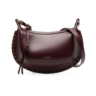 Isabel Marant Isabel Marant, Cross Body Bags, female, Red, Size: ONE SIZE Burgundy Leather Shoulder Bag with Studs