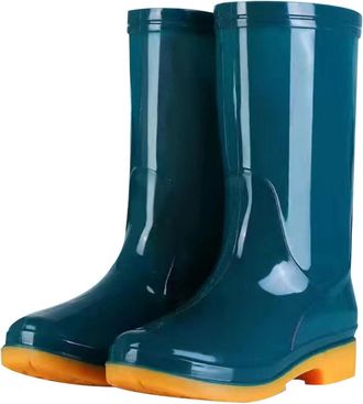 Generic Unisex Wellingtons Boots Knee Ladies Wellie Rubber Waterproof PVC Boot Anti-Skid Slip On Shoe Comfortable Chelsea Shoes Oil Resistant Outsole for Outd