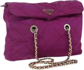 Prada Pre-owned Shoulder Bags, female, Purple, Size: ONE SIZE Pre-owned Vintage Nylon Shoulder Bag