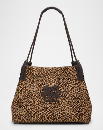 Etro Libra Animal-Print Calf Hair Shoulder Bag