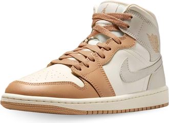 Nike Wmns Air Jordan 1 Mid Code BQ6472-118 Beige Womens Shoes, Beige Brown Grey, 8.5 UK