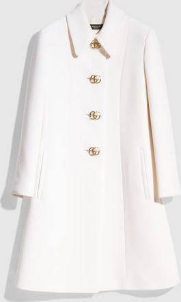 Gucci Wool Natt&eacute; Coat With Double G Button, White