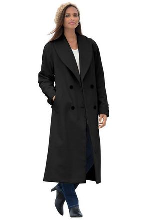 Jessica London Long Shawl Collar Wool Coat in Black at Nordstrom, Size 22