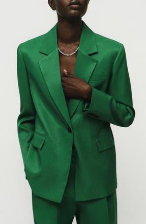 Mango Otero One-Button Blazer in Green at Nordstrom Rack, Size Medium