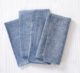 Solino Home Linen Dinner Napkins Set of 4, 20 x 20 Inch for Dining Table, Holiday and Everyday Table Decor - Athena in Chambray Indigo at Nordstrom