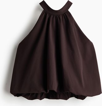 H&M Neckholder-Top mit Ballonsaum - Dunkelbraun