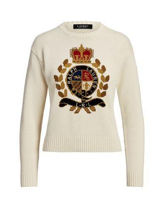 Ralph Lauren INTARSIA-KNIT CREST COTTON-BLEND SWEATER