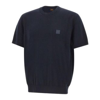 HUGO BOSS Hugo, Round-neck Knitwear, male, Blue, Size: 2XL Kanacho Crew Neck Knit