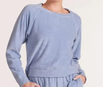 bobi Long Sleeve Terry Raglan Top In Water
