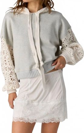 Free People Laced In Long Sleeve Hoodie In Heather Grey