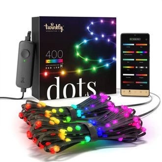 Twinkly Dots - Cadena De Luces Flexible Controlada Por Aplicaci&oacute;n Con 400 Led Rgb 20 Metros. Cable Negro. Interior Y Exterior - Twinkly
