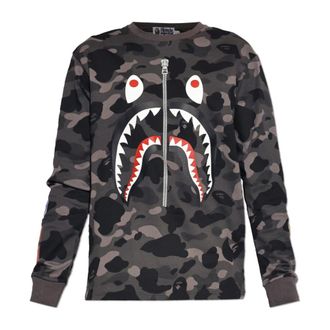 A Bathing Ape Long Sleeve Tops, male, Gray, Size: XL T-Shirt With Colorful Print