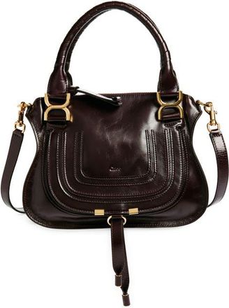 Chlo&eacute; Small Marcie Leather Satchel in 607 Auburn Red at Nordstrom
