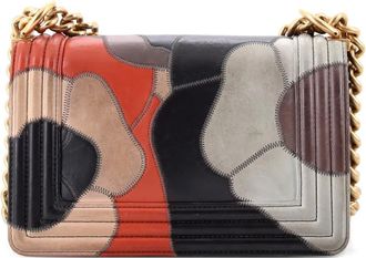 Chanel Boy Flap Bag Camellia Lambskin and Suede Patchwork Small shoulder bag - Multicolore