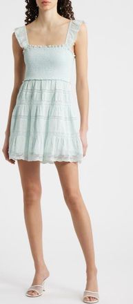 LoveShackFancy Colbera Lace Ruffle Minidress in Pale Mint at Nordstrom, Size Xx-Small