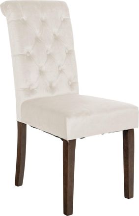 Clp Silla con patas de madera y asiento en Terciopelo Crema