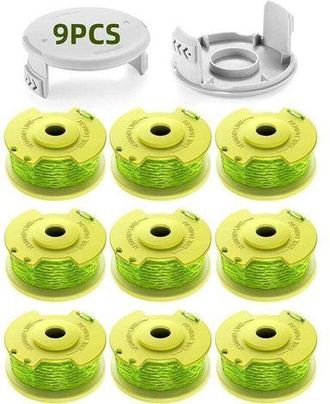 OEM Carretes De Hilo De Repuesto Ulisem Ac80rl3 Para Desbrozadoras Ryobi One Plus+ De 18 V, 24 V Y 40 V, Modelos Ry40204, Ry40220 Y Zrp2080 (9 Carretes, 2