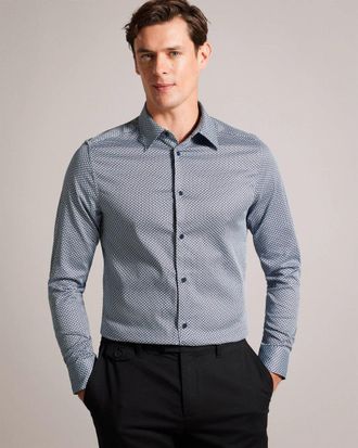 Ted Baker Faenza Heren Geometrisch Shirt met Lange Mouw