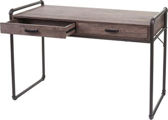 Hhg Escritorio Hhg 049, Mesa De Oficina Escritorio Para Ordenador, Dise&ntilde;o Industrial 75x120x60cm Estructura 3d, Aspecto Roble Silvestre Marr&oacute;n