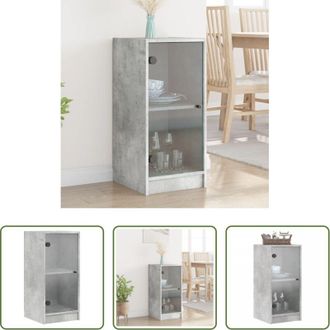 vidaXL Ante in vetro - Mobile con Ante in Vetro Grigio Cemento 35x37x75,5 cm