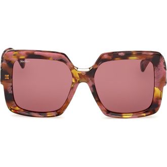 Max Mara Ernest 56mm Square Sunglasses in Coloured Havana /Bordeaux at Nordstrom Rack