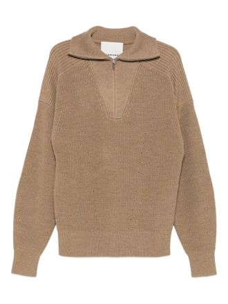 Isabel Marant Maglione Benny con mezza zip - Marrone
