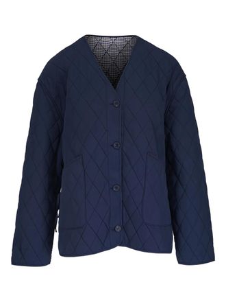 AG - Adriano Goldschmied Sally quilted v-neck jacket - women - Cotton/Nylon - M/L - Blue