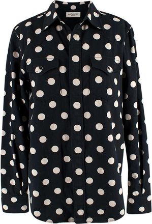 Saint Laurent Black Polka Dot Cotton Shirt Jacket Size L