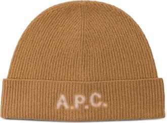 A.P.C. Berretto in lana con logo ricamato - Toni neutri
