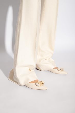 Ferragamo Zea Ballet Flats, Womens, Cream