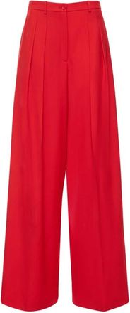Michael Kors Tissue Wool Gabardine Palazzo Broek - Dames - Wijde Broeken - Rood - XS - Wol - Broeken