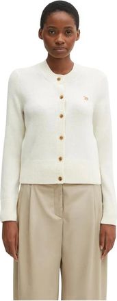 Maison Kitsun&eacute; Truien & Vesten, Dames, Beige, S, Wol, Baby Fox Lamswol Fitted Vest