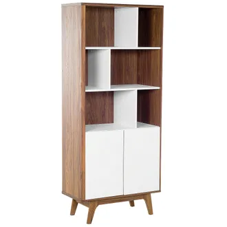 Beliani Beliani - Estanter&iacute;a De Madera Oscura Con Blanco 182 X 79 X 40 Cm 4 Niveles Estilo Escandinavo Columbus