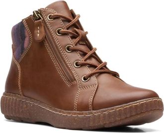 Clarks Caroline Park Bootie Womens Brown Leather Side Zip Ankle Boots LION712