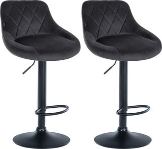 Clp Set de 2 Taburetes de bar giratorio en Terciopelo Gris oscuro