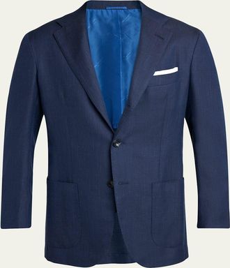 Kiton Mens Micro-Herringbone Single-Breasted Sport Coat