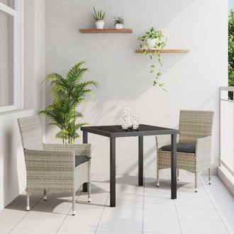 vidaXL Conjunto De Comedor De Jard&iacute;n 3 Pcs Gris Claro Polirat&aacute;n Vidaxl